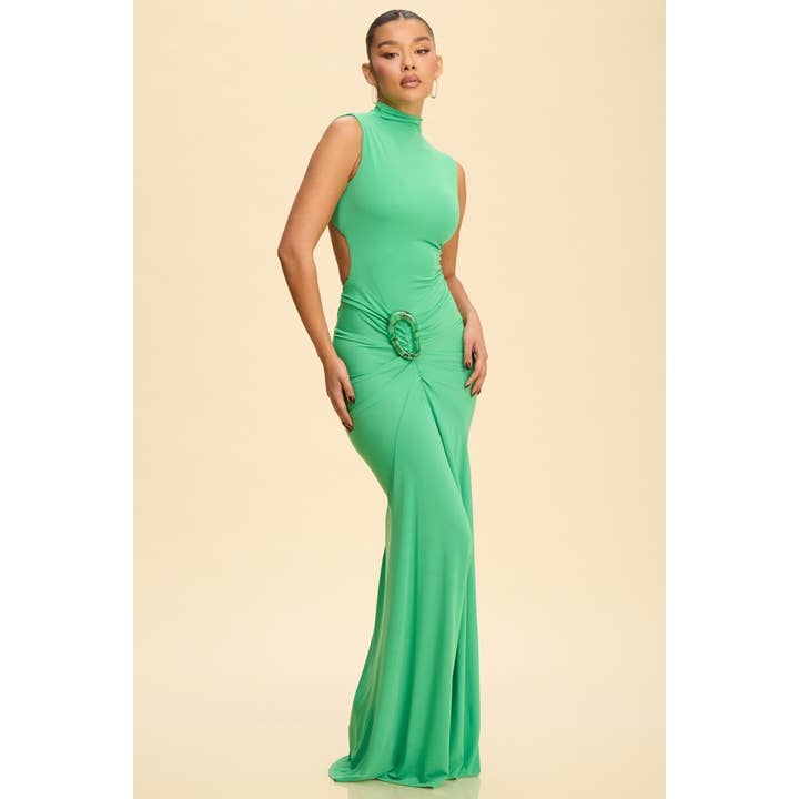 MOCK NECK OPEN BACK KNIT DRESS for wholesale by Luxxel