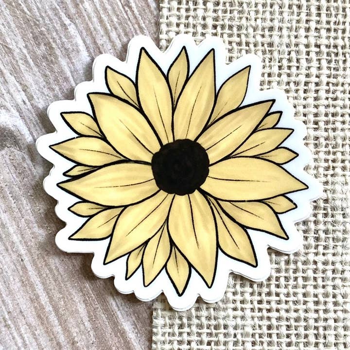 Zonnebloem matte sticker | 2,5 „x 2.5" voor wholesale door JazzyArtCo