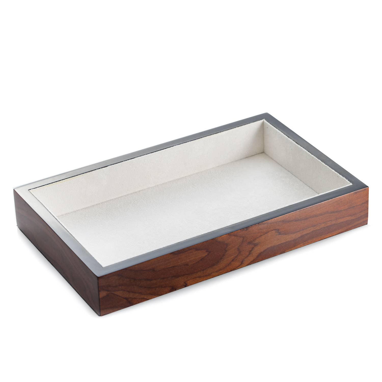 BeyBerk International - Wholesale Decorative Tray - Lacquered Brown Burl Wood Open Face Valet Tray1