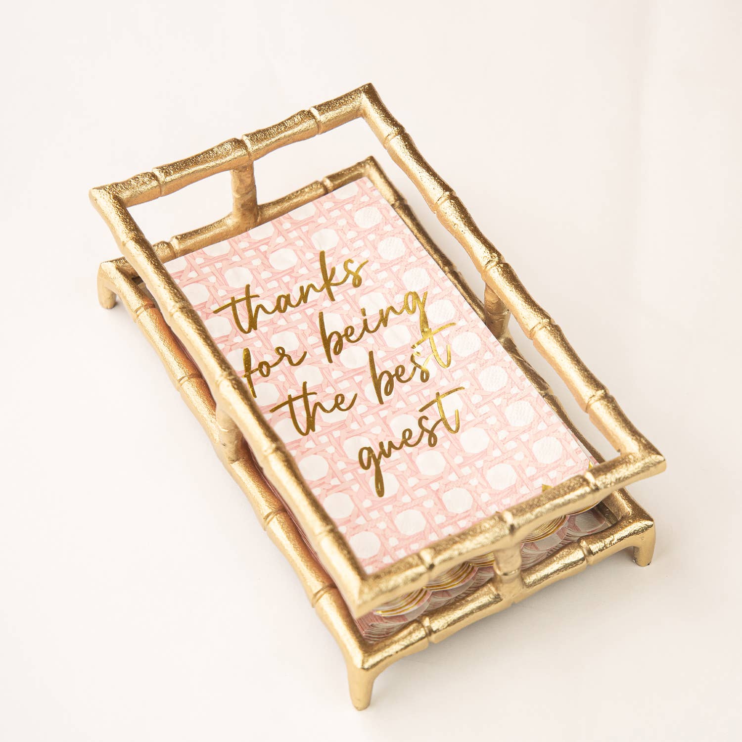 8 Oak Lane - Venta al por mayor Servilletero - Bandeja dorada de bambú para toallas de invitados2