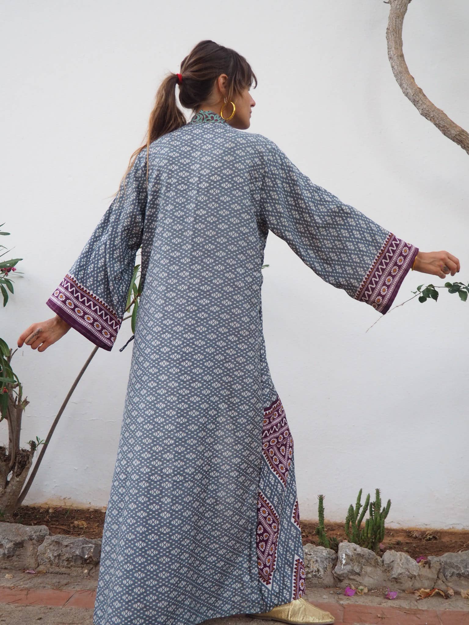 Vagabond Ibiza - Wholesale Kimono - Women's - The Kardash Kimono Long – Up-cycled Vintage Sari Kimono 19