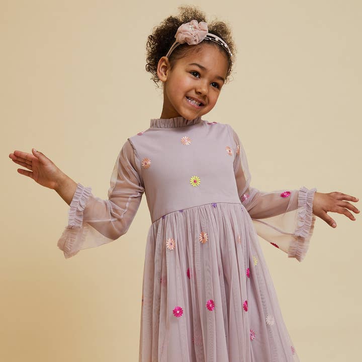 Elodie Blush Floral Embroidered Dress for wholesale by Frock & Frill