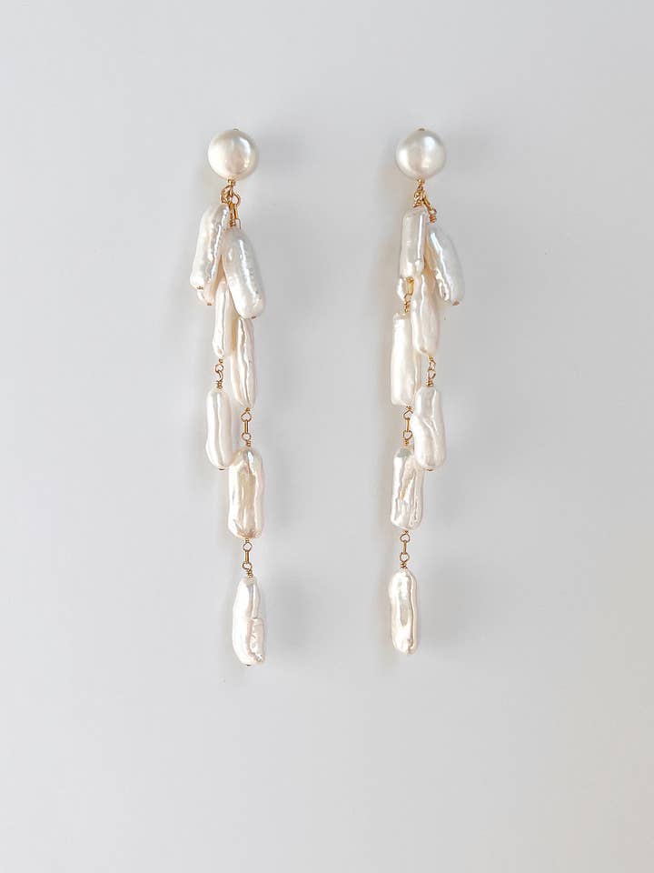 Cascading Plume Earrings for wholesale by Christine Elizabeth Jewelry