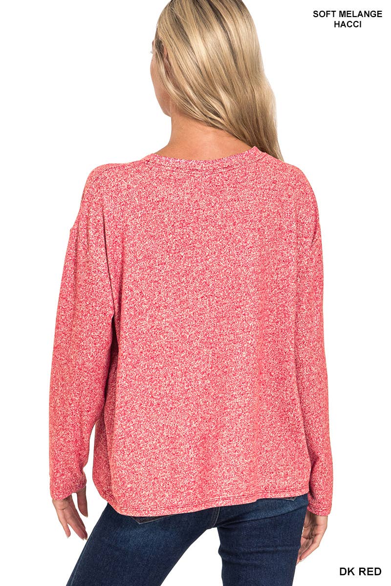 Vanilla Monkey - Wholesale Lounge Set - Women's - Soft Melange Long Sleeve Tee And Shorts Set9