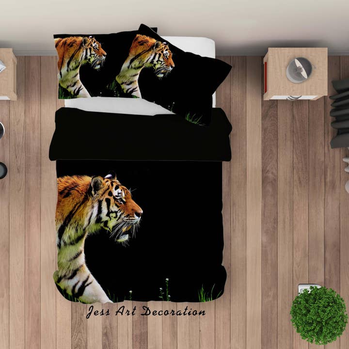 3D Tiger Schwarzes Bettbezug-Set Bettwäsche-Set Bettdeckenbezug Kissenbezüge A161 LQH für den Großhandel von Jess Art Decoration