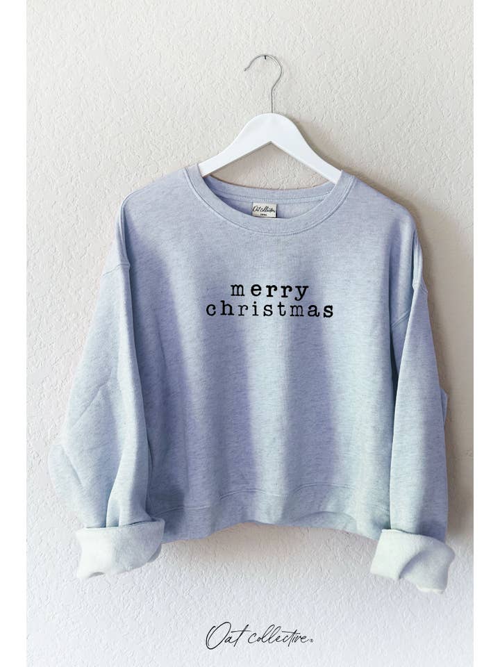 OAT COLLECTIVE - Wholesale Graphic Sweatshirt - Women's - MERRY CHRISTMAS Mid Cropped Graphic Sweatshirt8