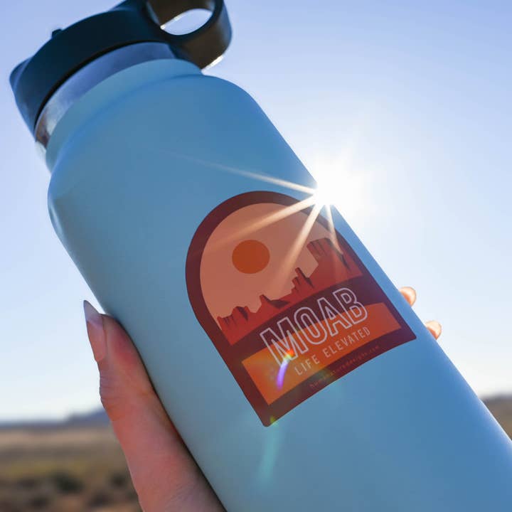 Human Nature Designs - Wholesale Sticker - "Life Elevated" Moab, Utah Sticker - Kiss Cut Moab Sticker