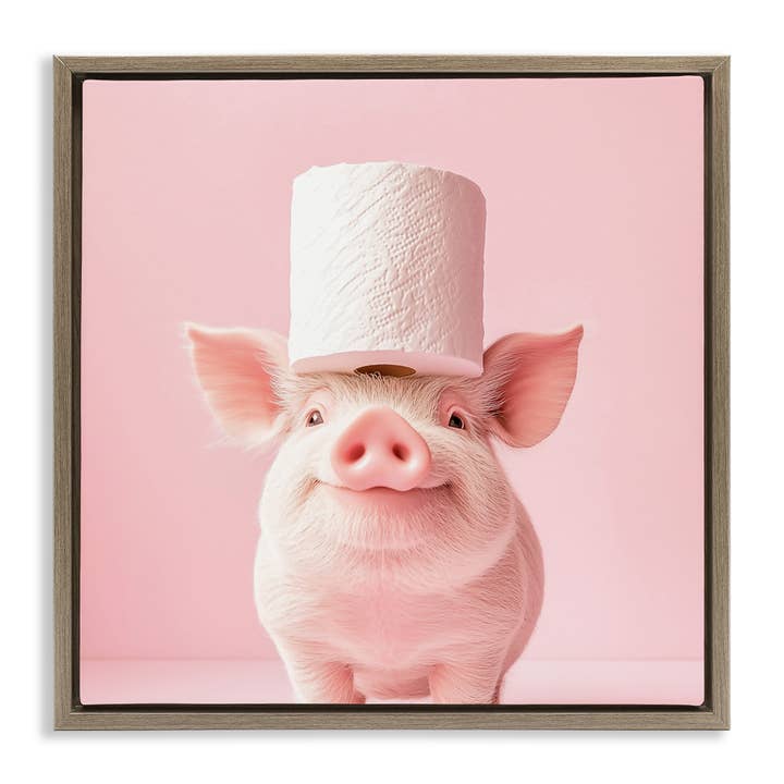 Stupell Industries - Wholesale Wall Sign - Silly Piggy Pink Toilet Paper - Framed Wall Art23