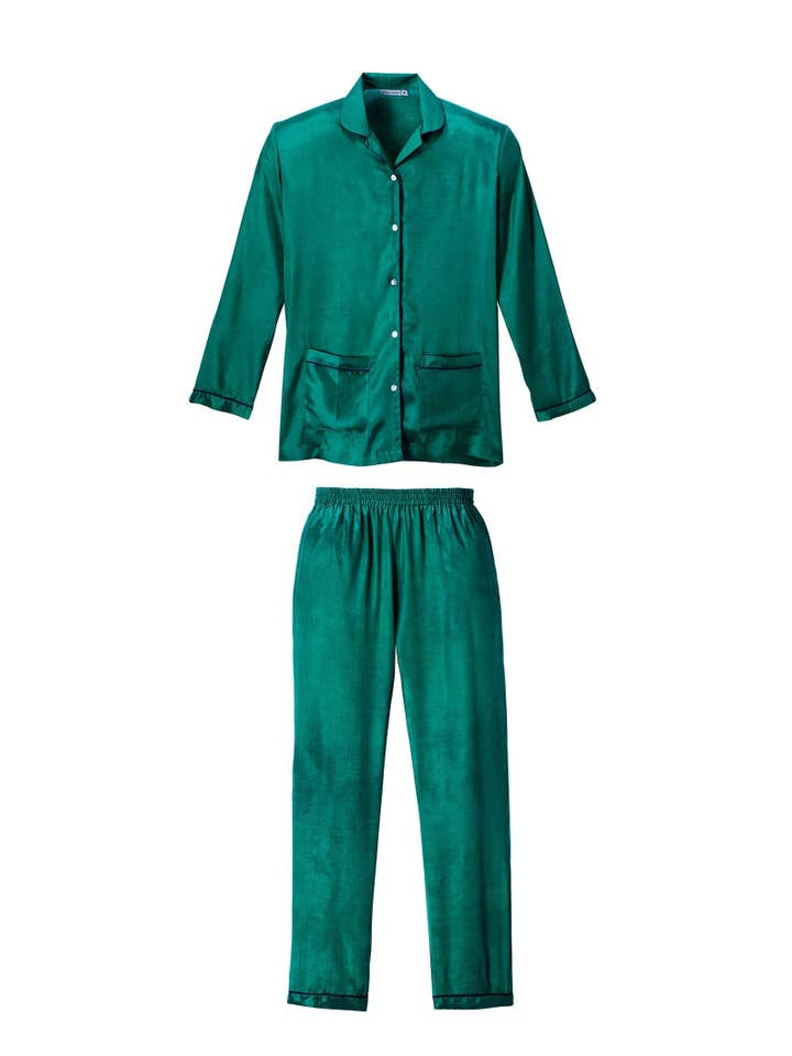 GERMAINE DES PRES - Wholesale Sleepwear set – Women's - Camille Emerald Pyjamas1