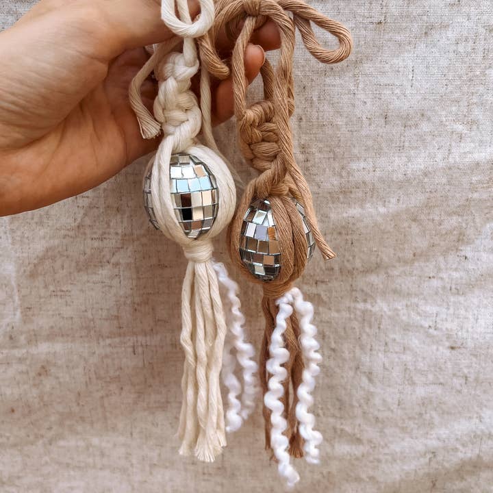 Wren Ivory & Co - Wholesale Car Decorative Charm - Unisex - Macrame Disco Ball Car Charm / Rearview Mirror Charm11