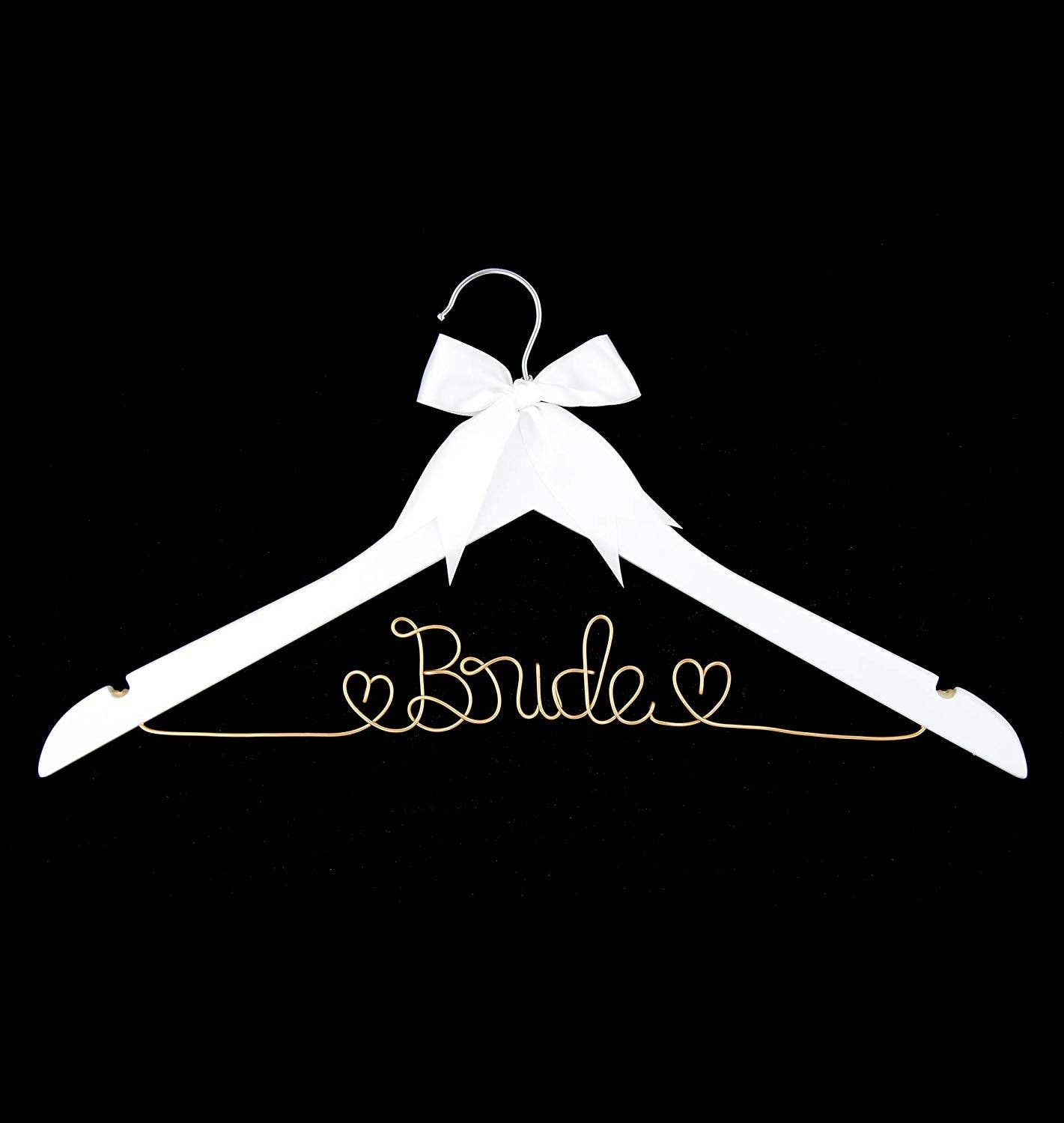 Ella Celebration - Wholesale Clothes hangers - Bride Wedding Dress Hanger - White with Light Gold Wire3