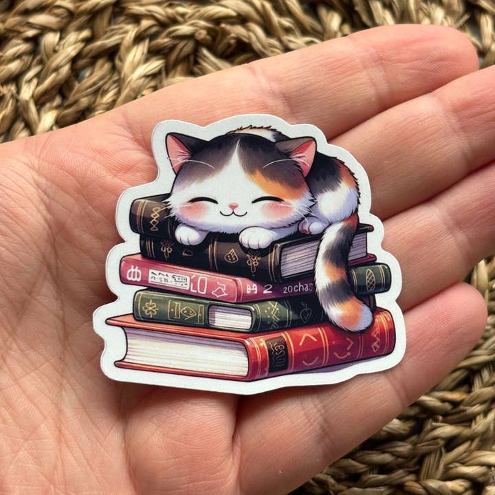 Nordic Book Adventure - Wholesale Phone & Laptop Stickers - Sleeping Cat Bookstack1