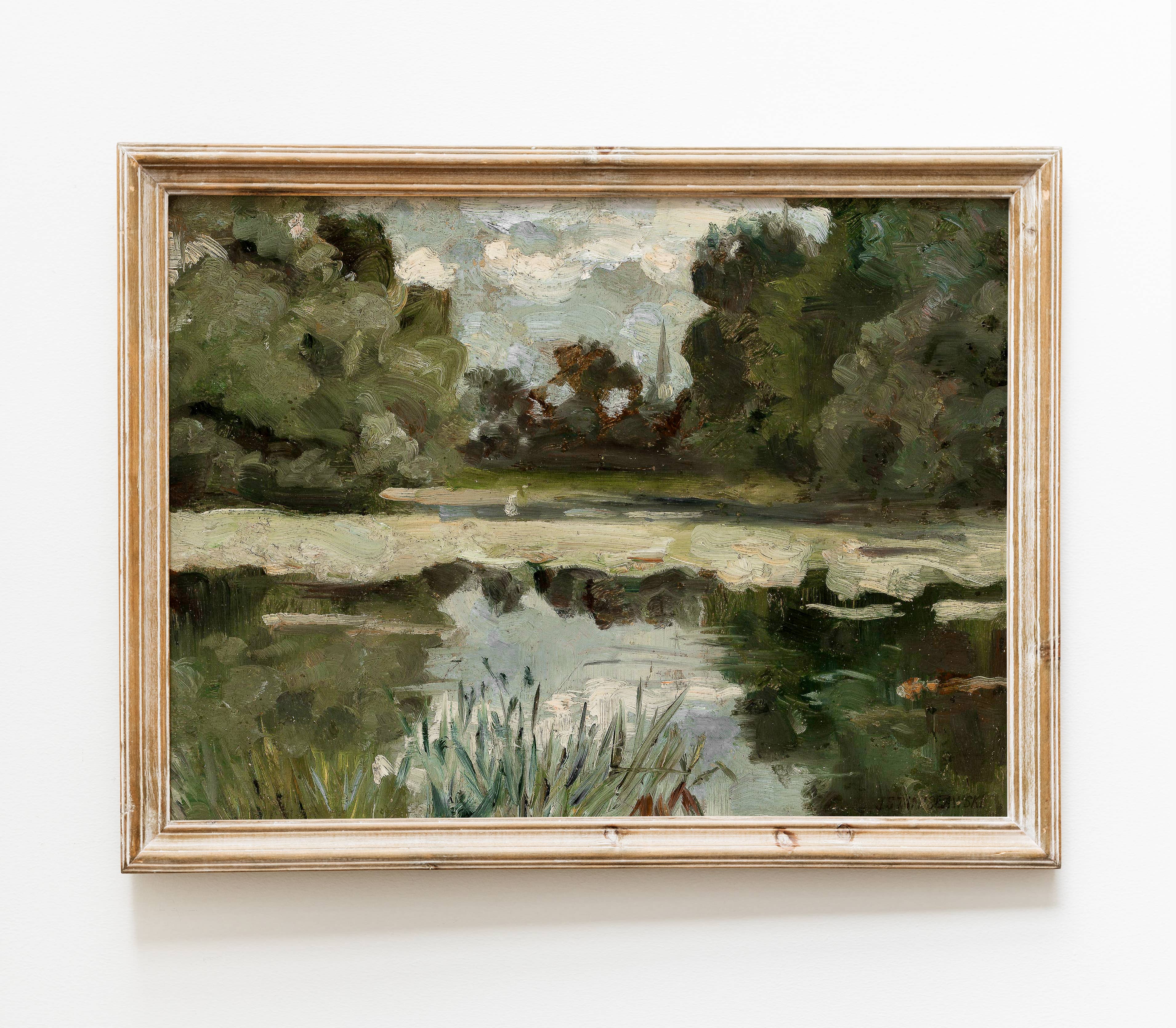 Hyggely - Wholesale Art Print - Vintage Earthy Painting | Green Landscape Art Print L2533