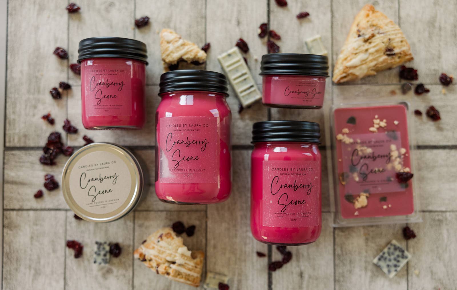 Candles By Laura - Wholesale Travel Candles - Cranberry Scone 8 oz Soy Gift Tin3