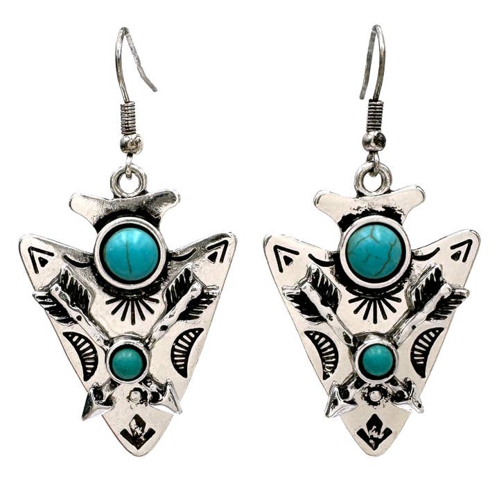 Boucles d'oreilles Arrowhead and Arrows Native pour la vente par Lunar Deer