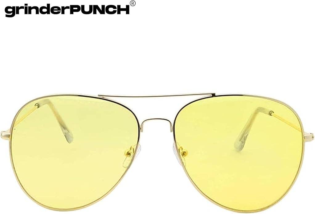 grinderPUNCH – wholesale Sunglasses – Men's – grinderPUNCH Mens Large Aviator Sunglasses - Gold Frame/Yellow Lens4