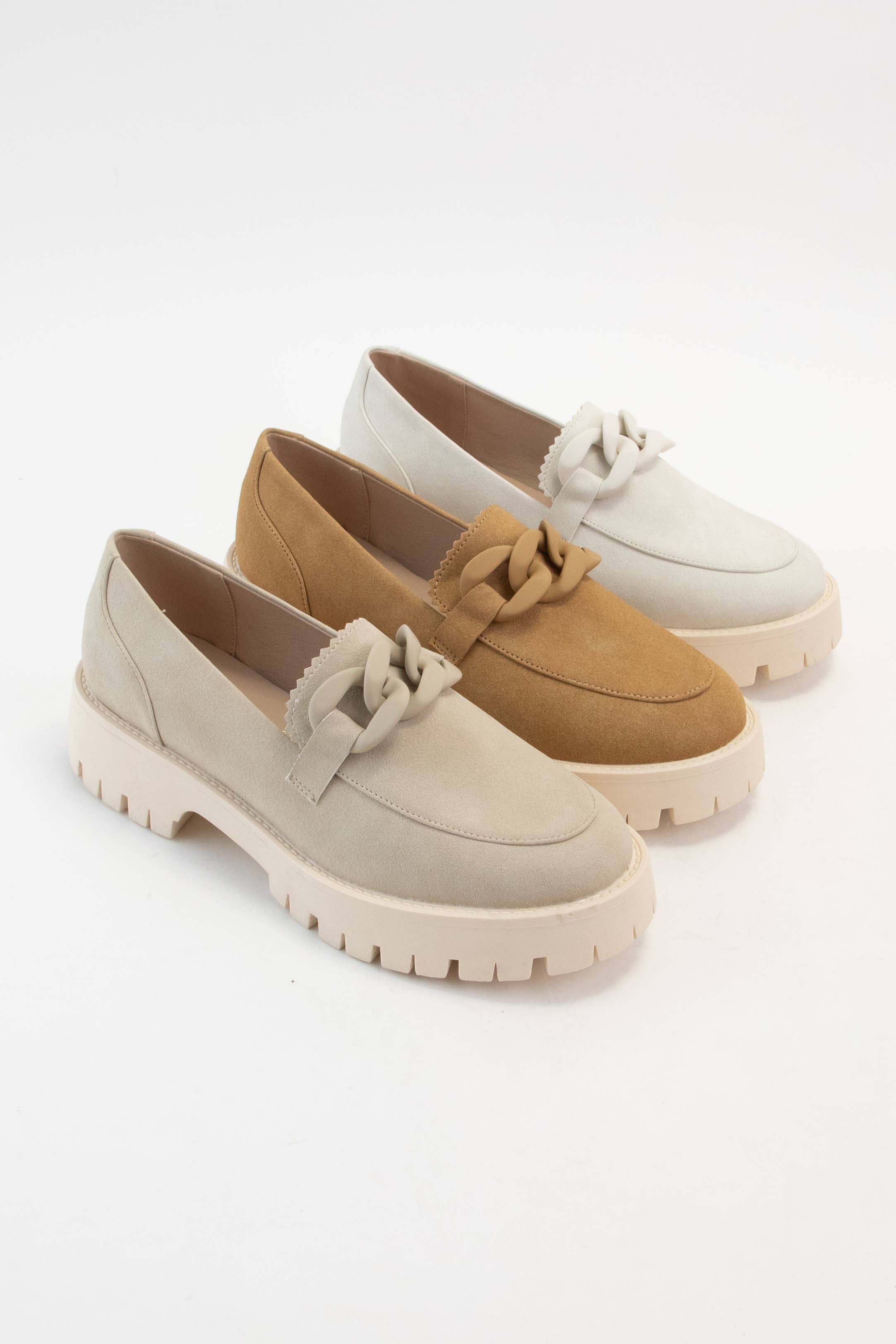 CCOCCI - Wholesale Loafers - Women's - MADISON MATTE FINISHED CHUNKY CHAIN DETAIL LUG SOLE LOAFER2