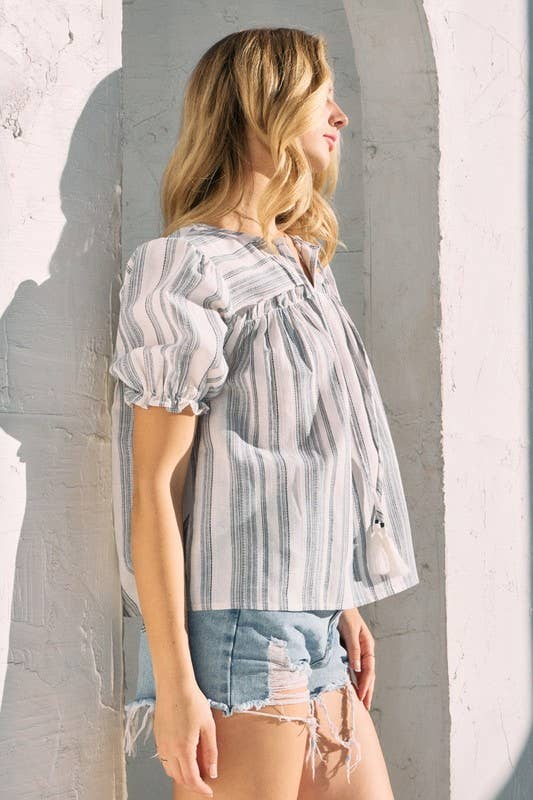 Oddi - Vente Chemisier – femme - Blouse imprimée à rayures teintées6