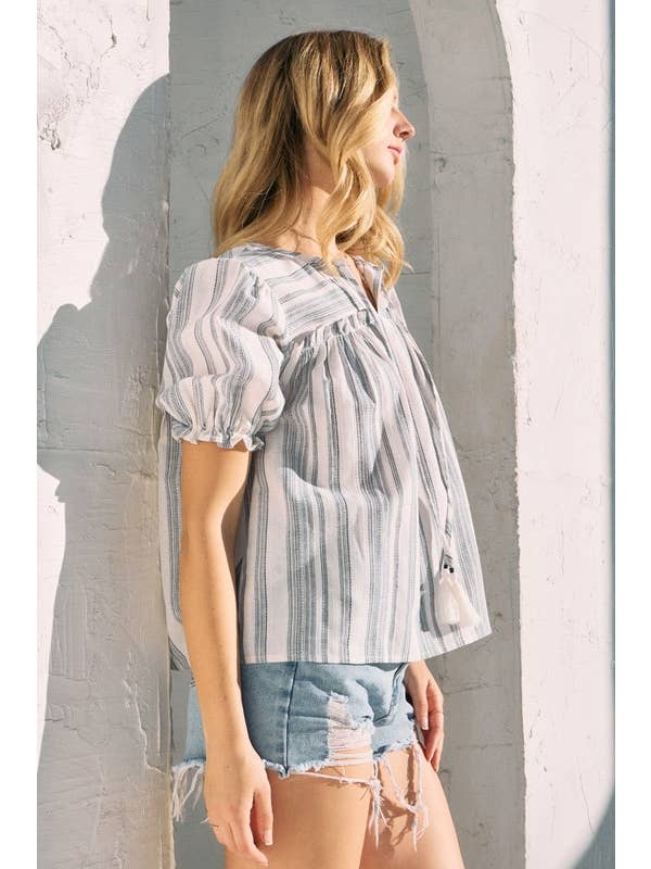 Oddi - Vente Chemisier – femme - Blouse imprimée à rayures teintées6