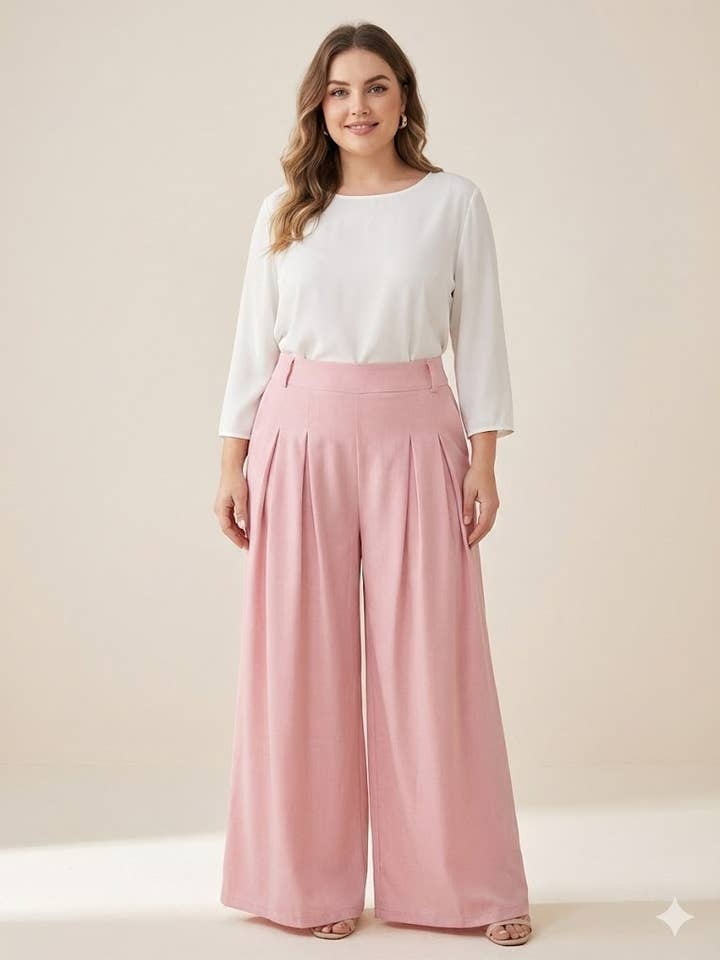 Grande Taille - Pantalon Large Plissé Chic pour la vente par C'MELODIE