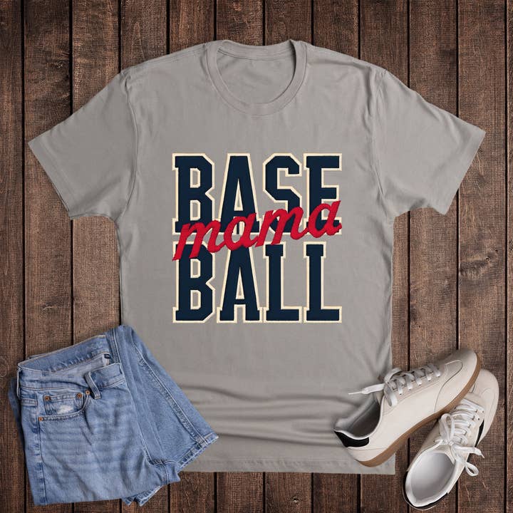 Sports Baseball Mama Faux Embroidery Graphic Tee for wholesale by Dust and Roots