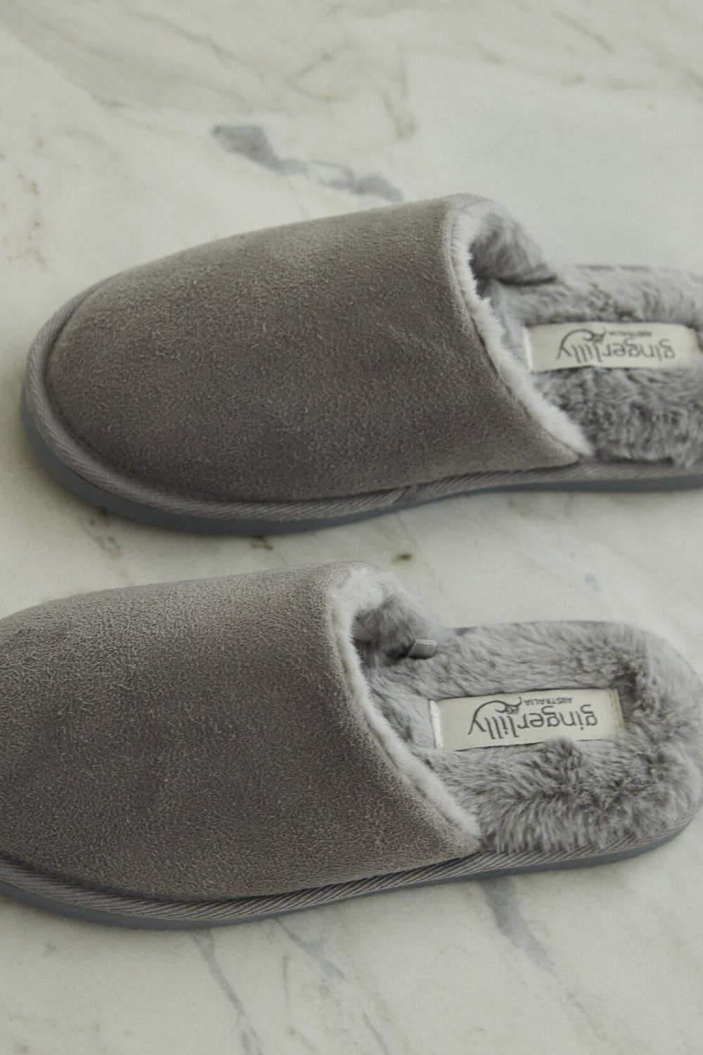 Gingerlilly - Wholesale Slippers - Women's - Mock Suede Slipper - St Moritz Grey Navy Pink0