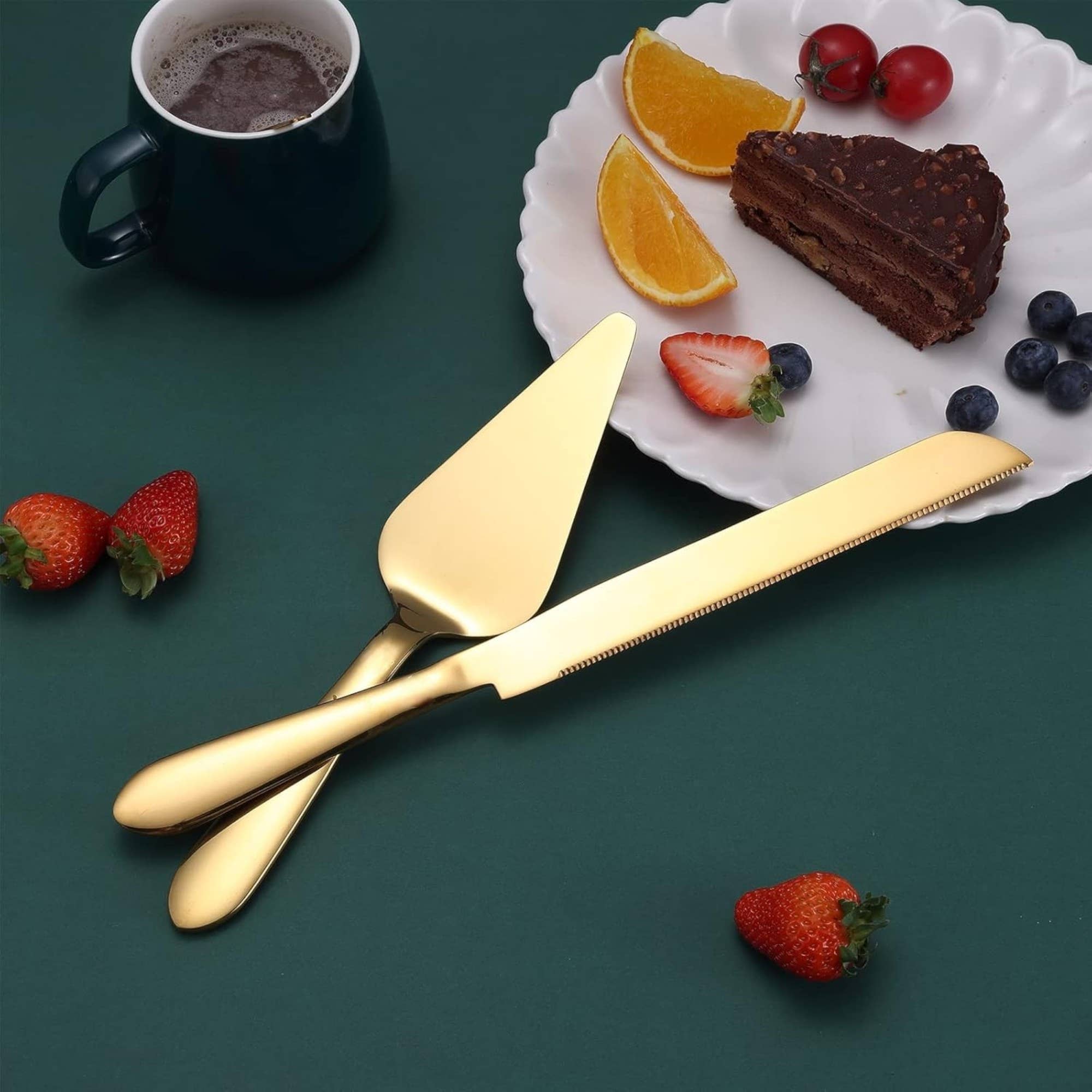 Otterware - Wholesale Serving Utensil - Gold Cake Knife & Server Set – 2pc Stainless Steel Wedding3