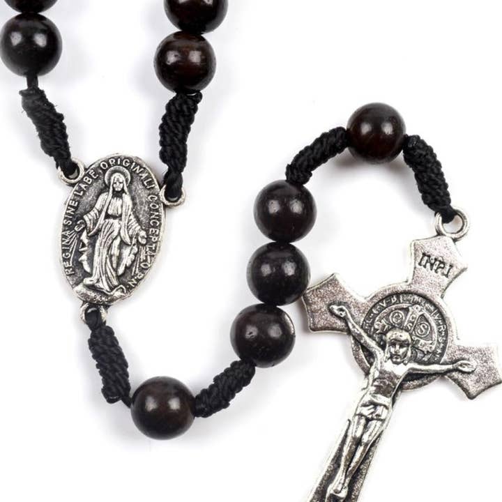 Winfinity Brands - Wholesale Prayer beads necklace - CREATEME™ Black Wood Rosary2