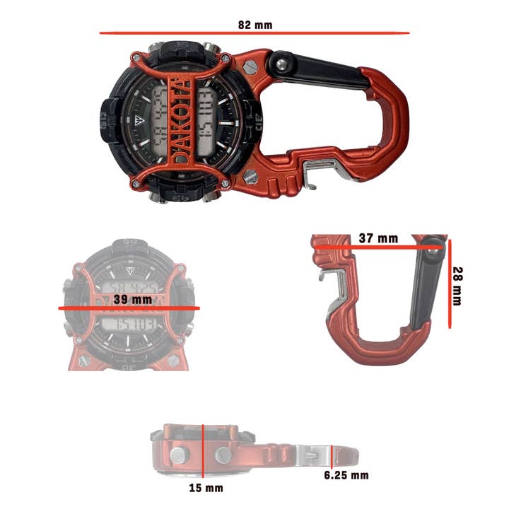 Dakota (Dakota Watch Company) - Vendita all'ingrosso Orologio da tasca - Unisex - Dakota Digital Cage Clip – Orologio da tasca da uomo, Arancione5