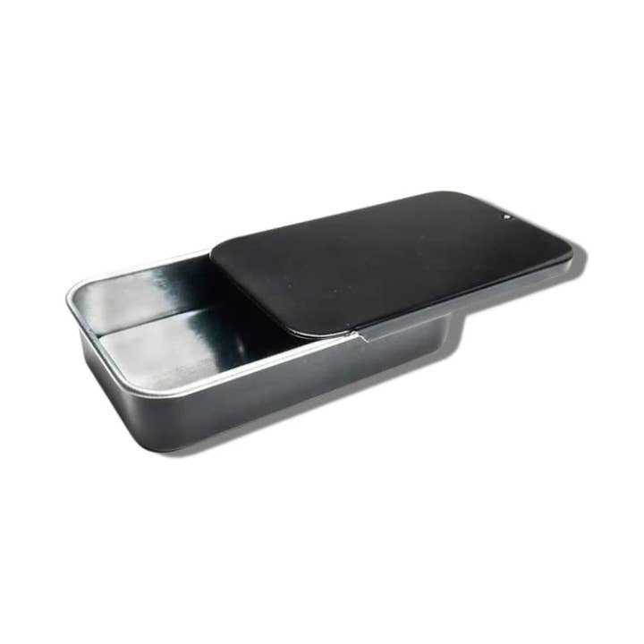 Contenedor de hojalata con bandeja deslizante negro para venta al por mayor de Aromachology
