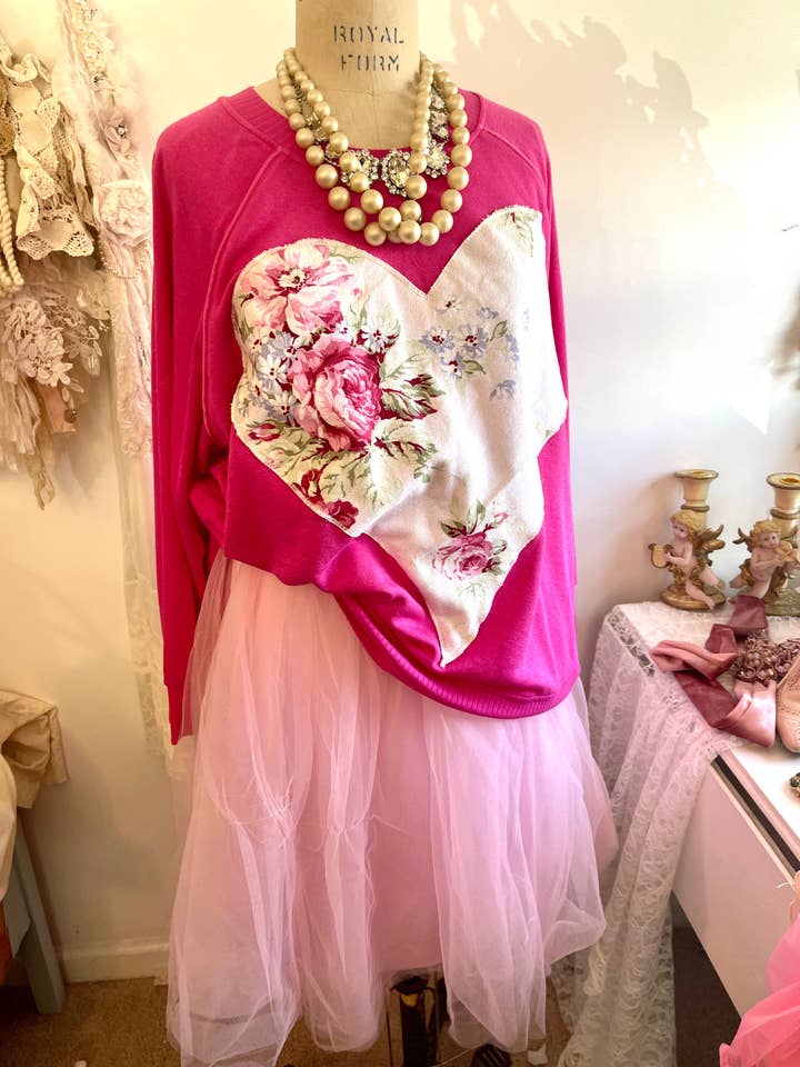 Pink heart Sweatshirt for wholesale by Farm Charm Couture