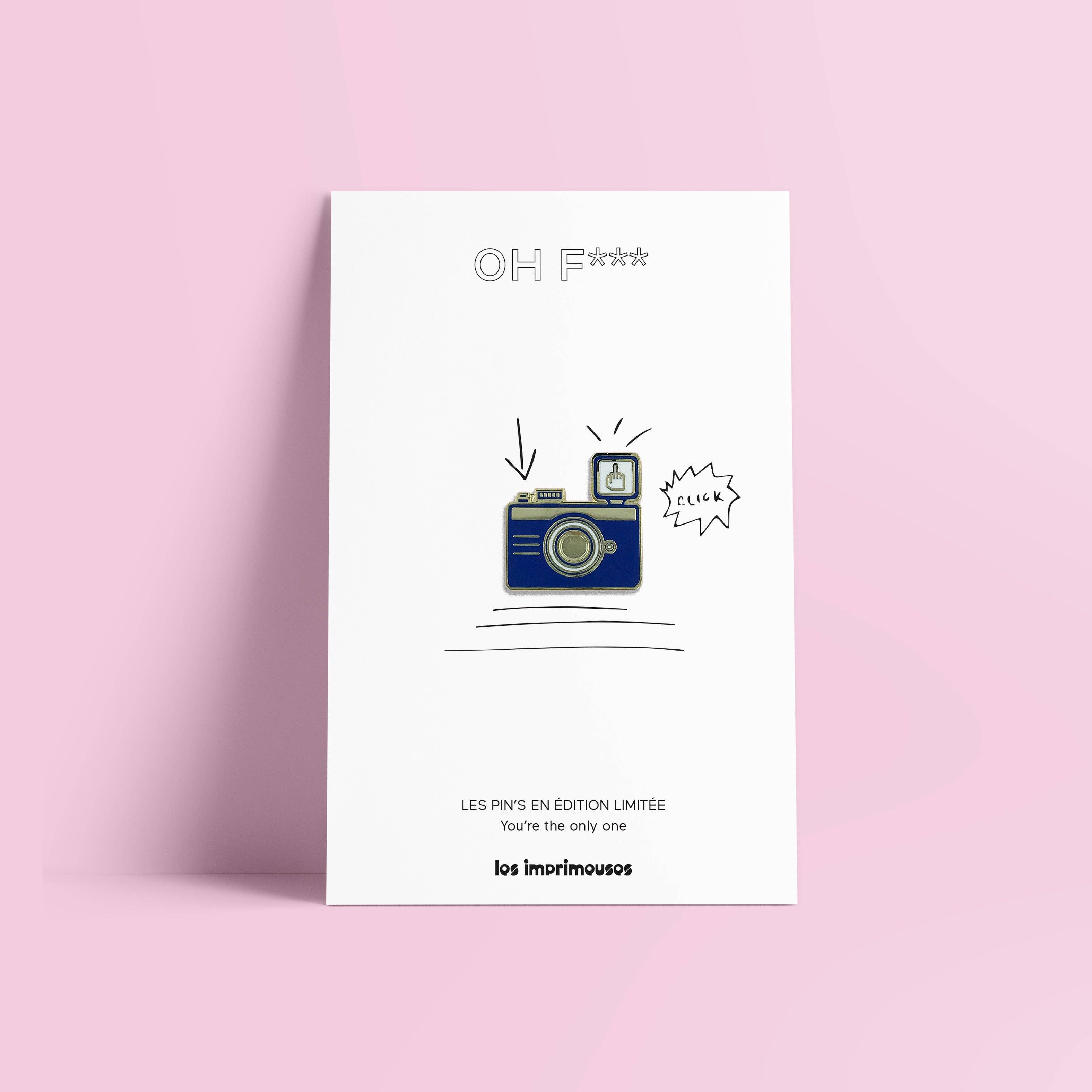 LES IMPRIMEUSES - Wholesale Lapel Pin/Button - "Camera Pin 'Oh F*ck!' – Limited Edition – Les Imprimeuses"