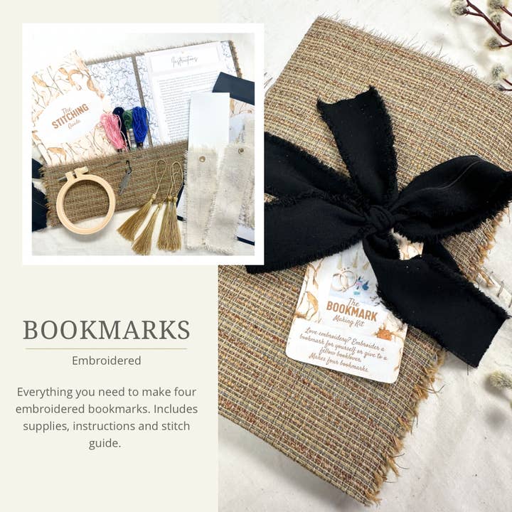 A House of Books - Wholesale Craft Sewing Kit - Embroidered Bookmark Making Kit- DIY Craft Kit