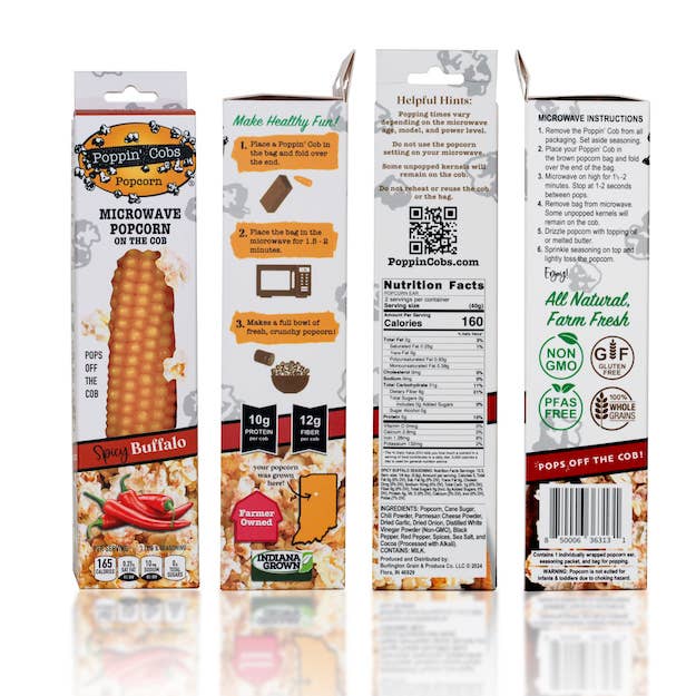 Poppin' Cobs Popcorn - Wholesale Popcorn - Popcorn on the Cob with Spicy Buffalo Seasoning  7