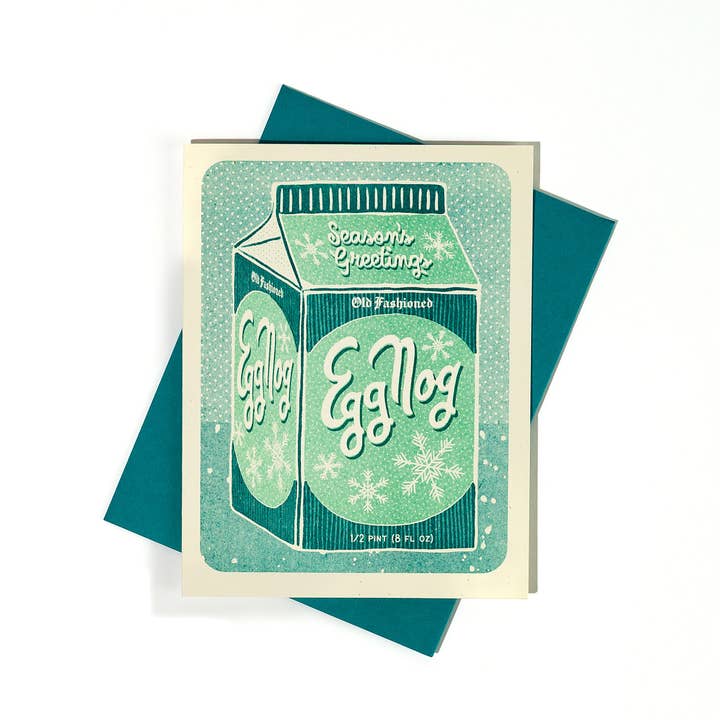 Bromstad Printing Co. - Wholesale Season's Greetings Card - Eggnog - Risograph Holiday Card