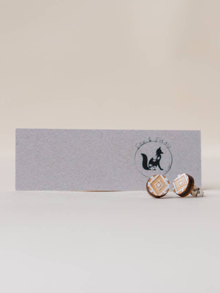 Birch Wood Stud Earrings - Southwest for wholesale by Fox and Fiddle Designs