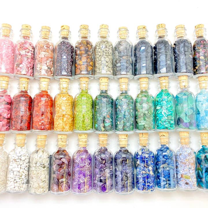 New Moon Beginnings - Wholesale Spiritual Stone/Crystal - Natural Gemstone Chips in a Bottle -70 stone types available74