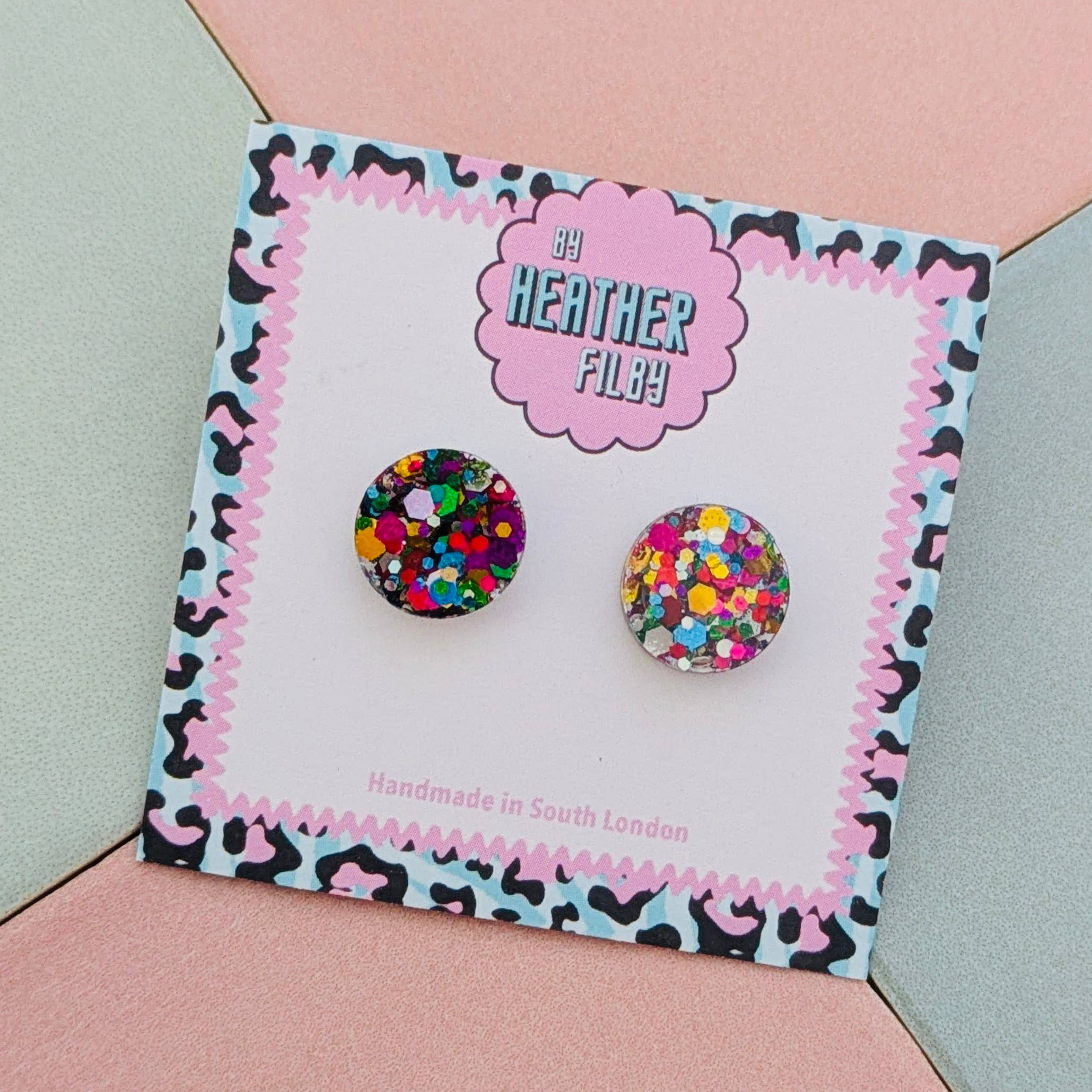 By Heather Filby – wholesale Stud/post earrings – Glitter Circle Stud Earrings (MORE COLOURS) - Best Seller2