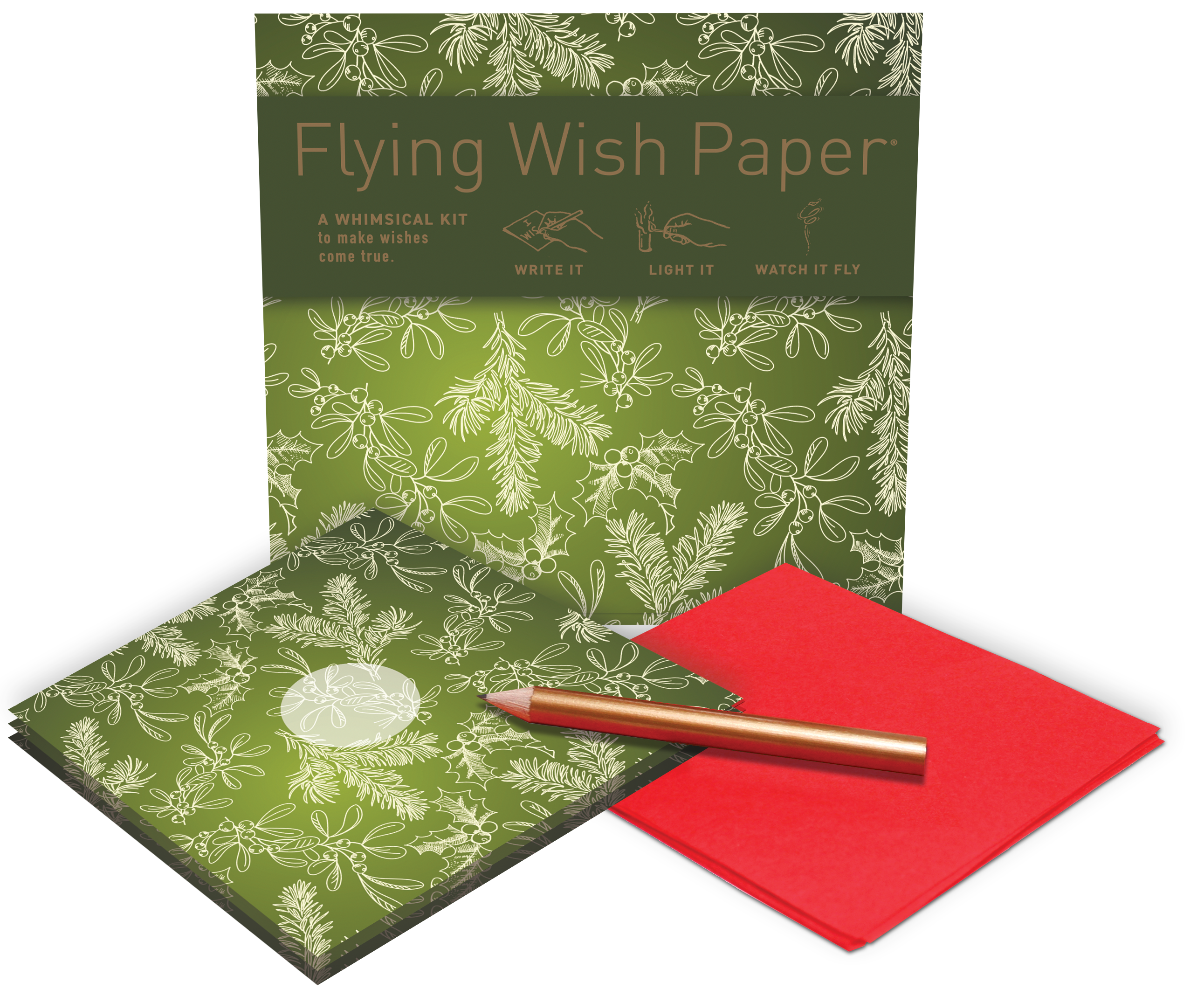 FLYING WISH PAPER ® - Wholesale Christmas Card - GREEN HOLIDAY, Advent Holiday Decorations, Stocking Stuffers1