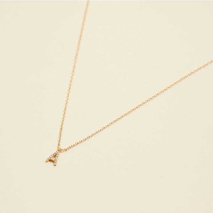 Lilla Haven - Wholesale Pendant/Charm Necklace - 12 Pack of Cubic Zirconia Initial Gold Dipped Necklaces1