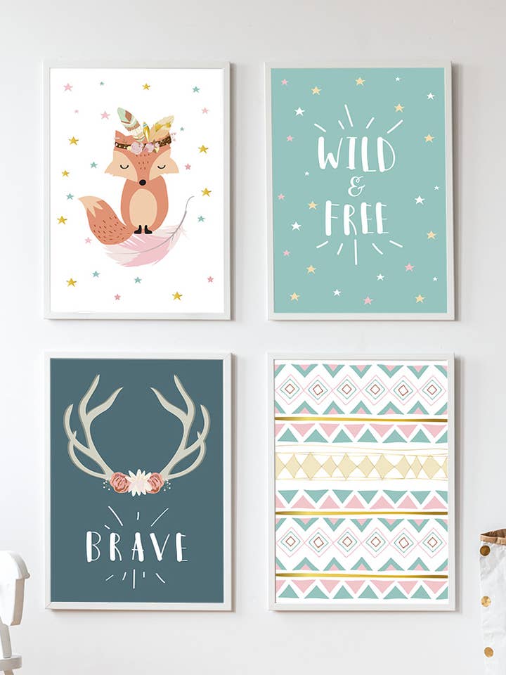 Set of children's prints “Be brave” - A4 format for wholesale by KC Decoración