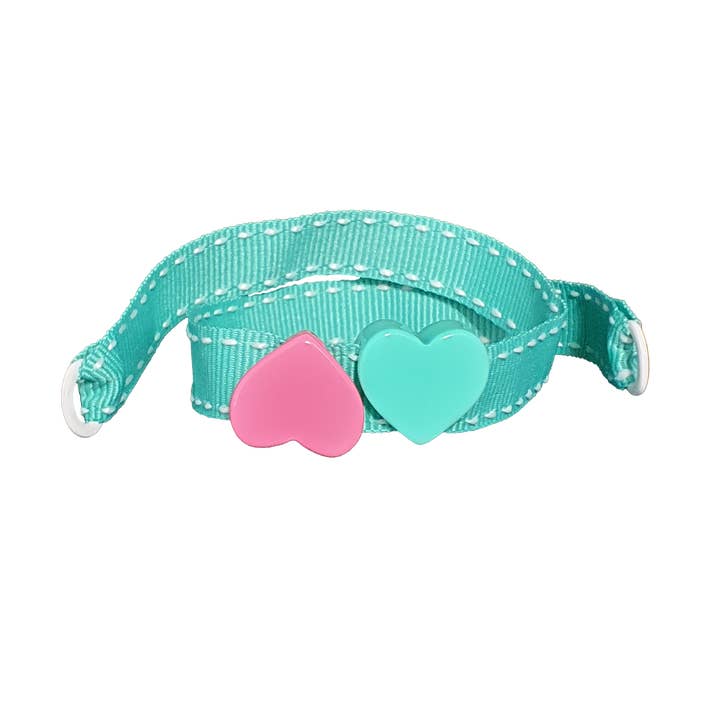 BRACELET DOUBLE CŒUR ROSE ET AQUA pour la vente par Smartever Srl