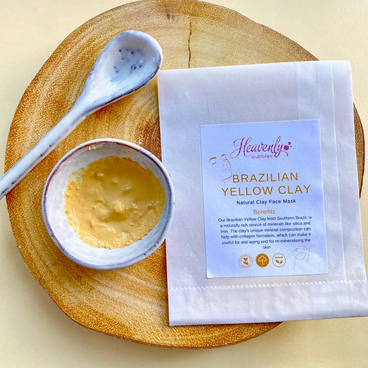 Heavenly Bubbles – wholesale Skincare face mask – Brazilian Yellow Natural Clay Face Mask Single Sachet2