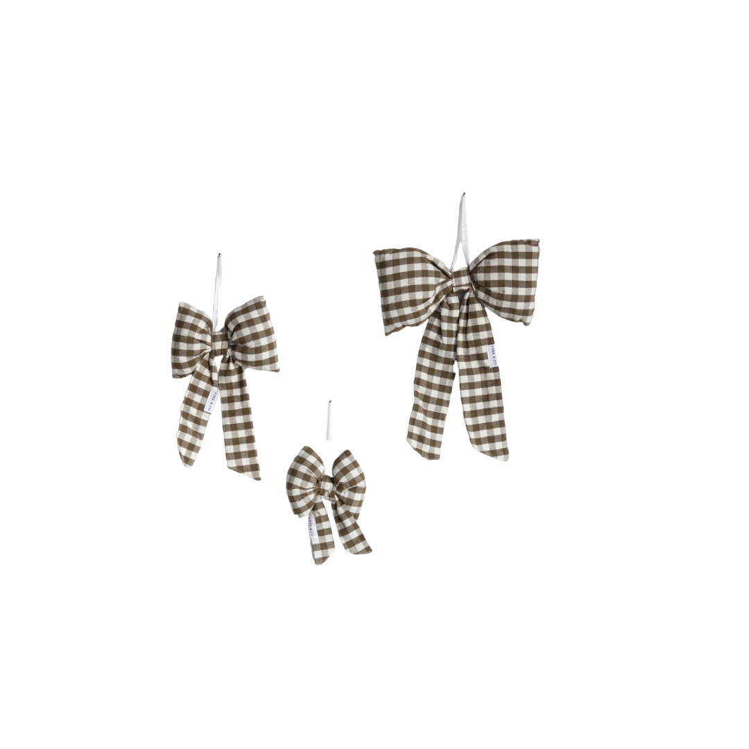 Luxe B Co - Wholesale Christmas Decoration - Bows Olive Green Gingham Fabric6