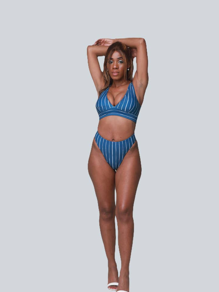 Marie Striped Bikini Brief for wholesale by Porshia