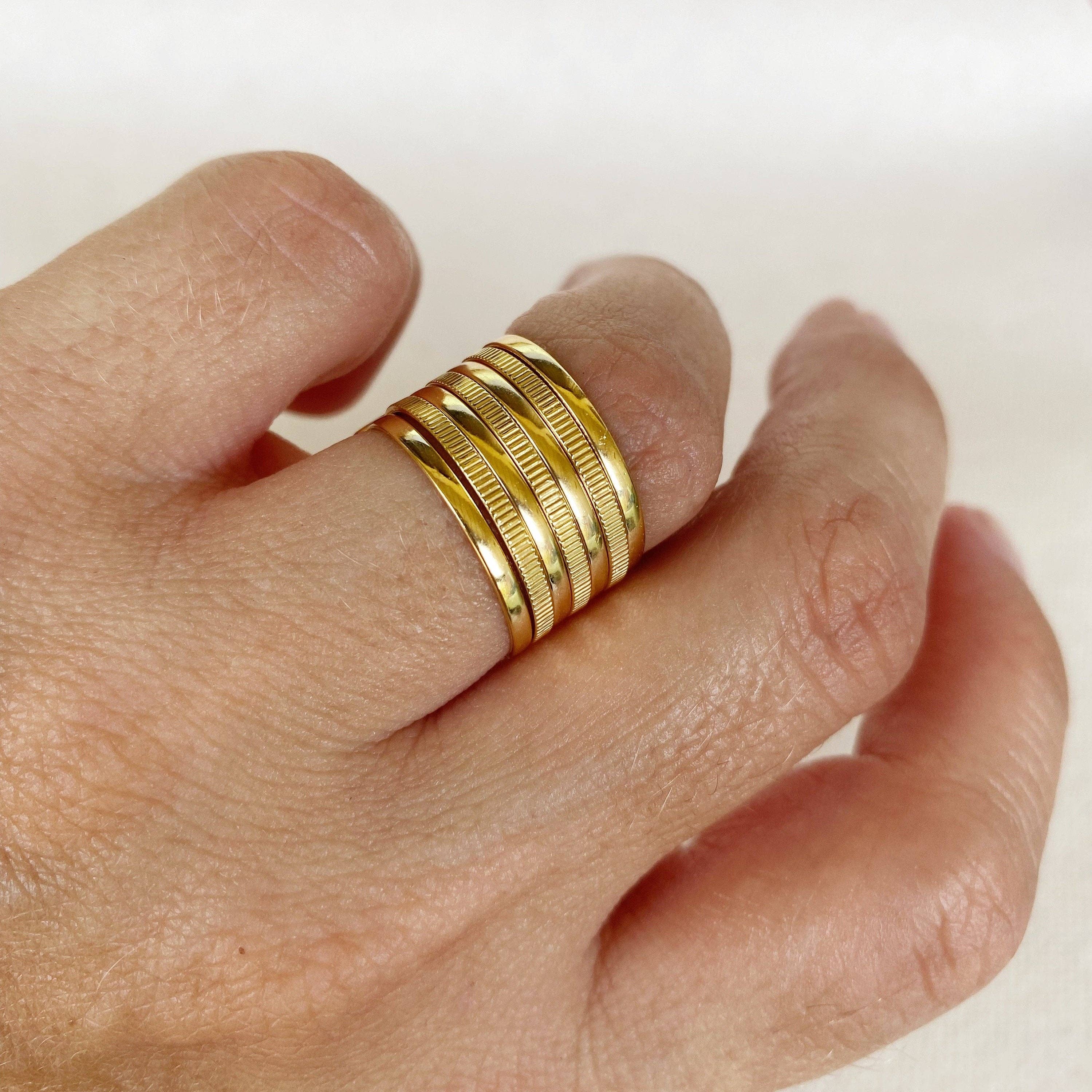 GoldFi - Wholesale Band/Stacked Ring - 18k Gold Filled Seven Rings Wholesale Jewelry Supplies3