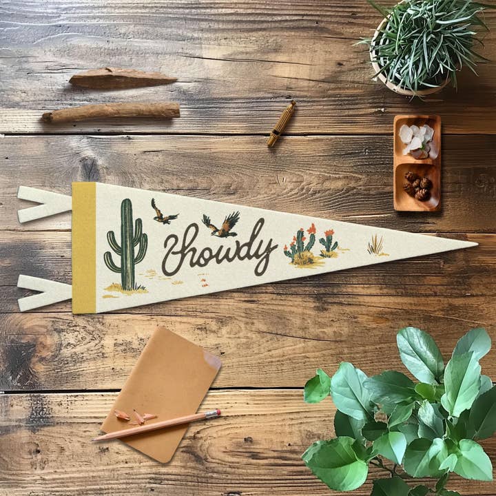 Banderín de fieltro Howdy estilo vaquero vintage para venta al por mayor de Benoit's Design Co.