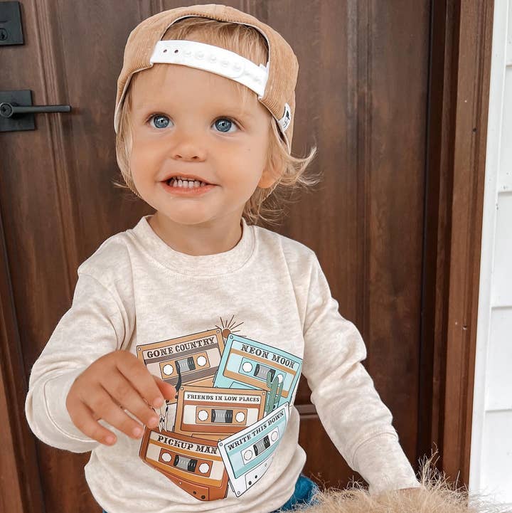 Country cassettes graphic long sleeve for wholesale by Copilot Clothing Company