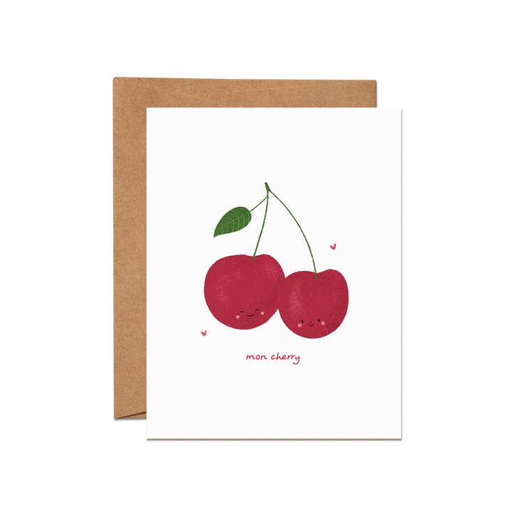 Mon Cherry Card for wholesale by Chat Papier