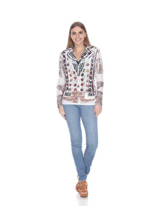 Jasje met geborduurde ritssluiting in viscose KS89A voor wholesale door Kamana